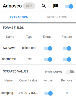  Extraction tab 